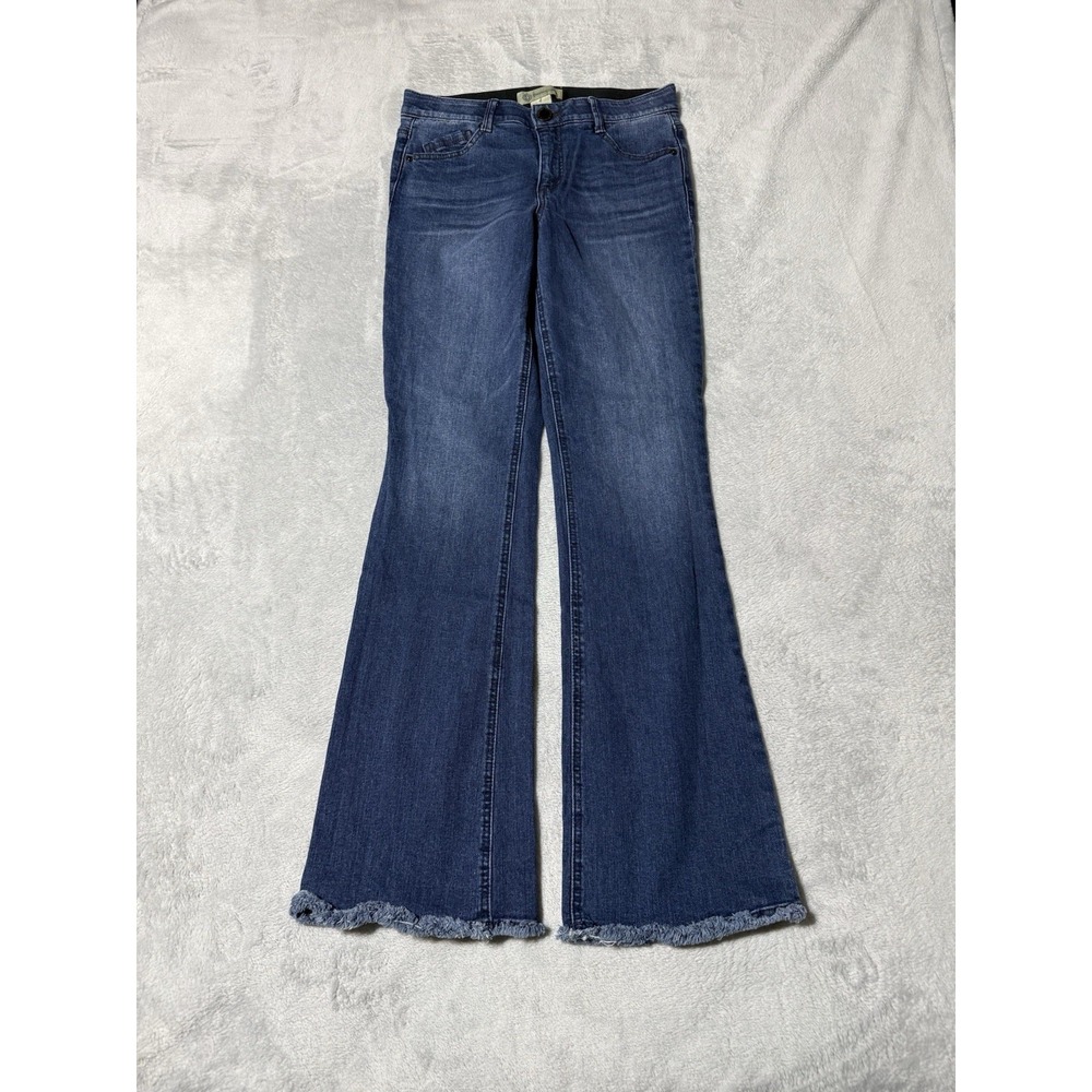 Democracy Jeans Womens 4 Denim Blue Flare Medium Wash Fray Hem 28x31